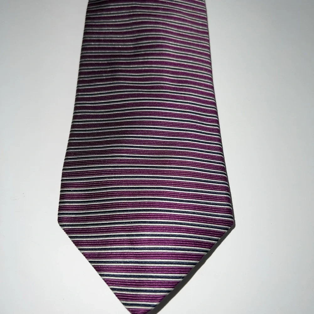 Brooks Brothers Makers Purple Stripe Tie Hand Woven Made USA Classic Necktie B22